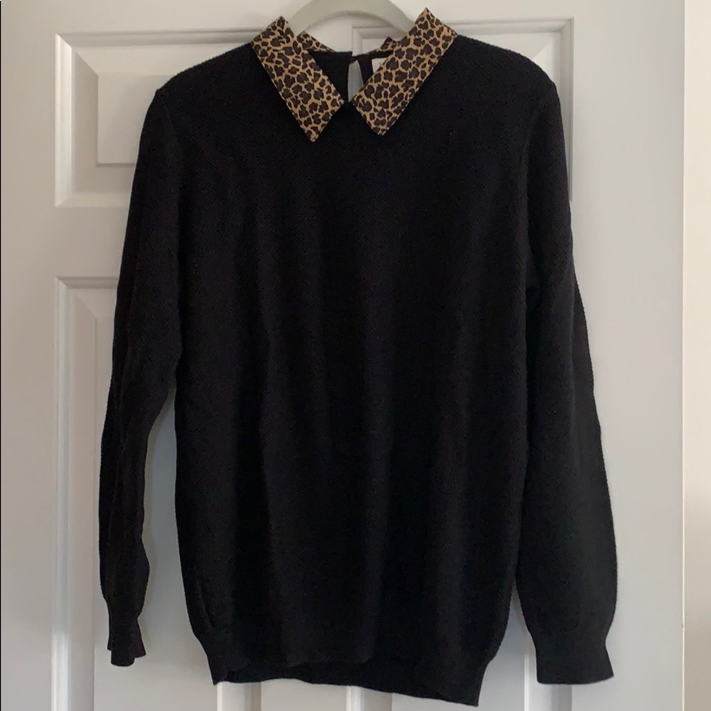 J. Crew Cheetah print collared sweater